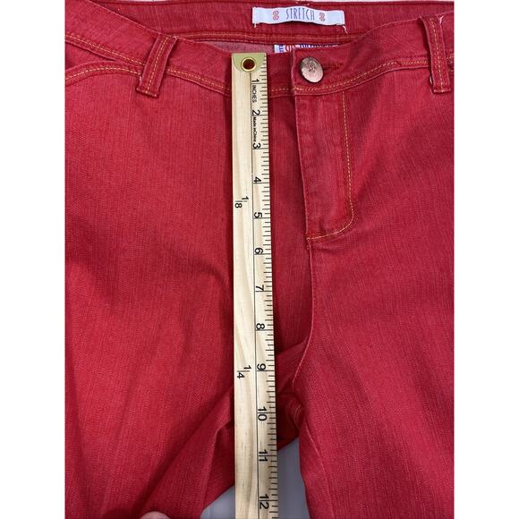 Bill Bass Capri‎ Jean Shorts Womens 10 Petite Red Denim Stretch - Picture 6 of 9